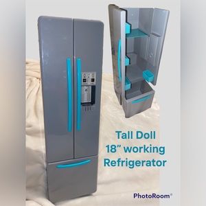 American Girl Doll Refrigerator 18” Tall working sounds Icemaker toy